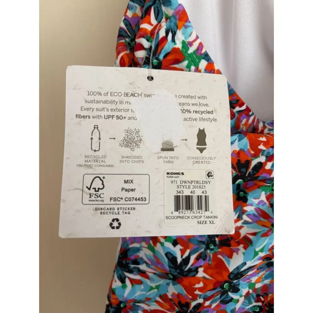Eco Beach Floral Tankini Top XL Multicolor